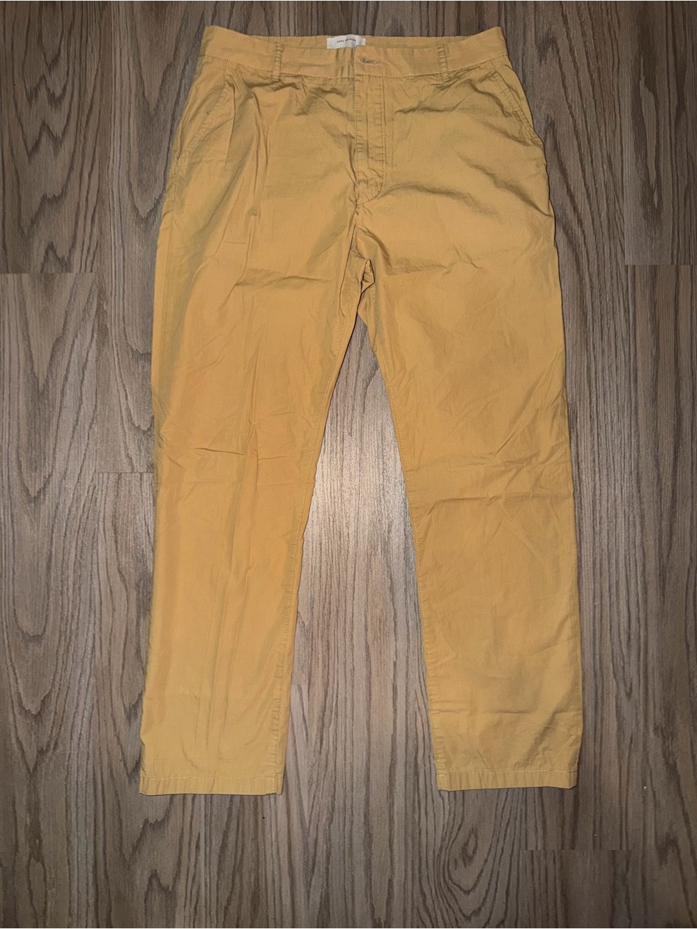 Zara Men's Yellow-Tan Chinos - Casual Straight Fit